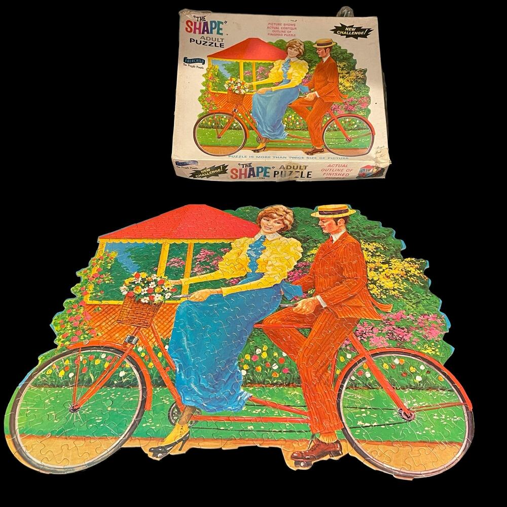 Vintage Fairchild Puzzle The Shape Adult Jigsaw Puzzle Bicycle For Two READ